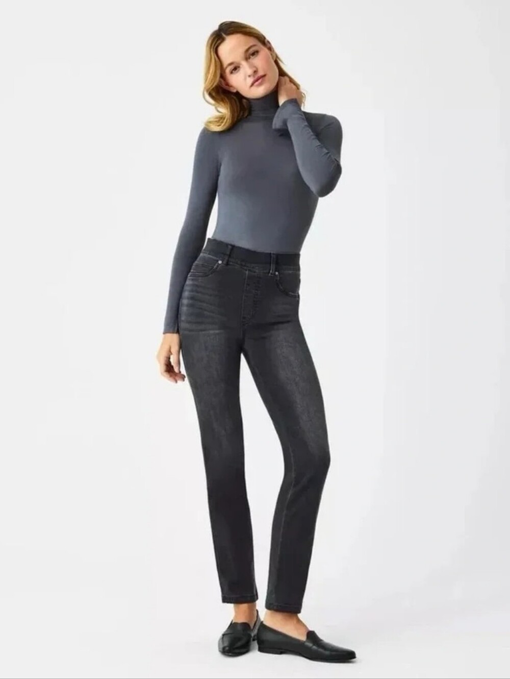 Spanx Ankle Straight Leg Jeans 20355R - Vintage Black Size XL